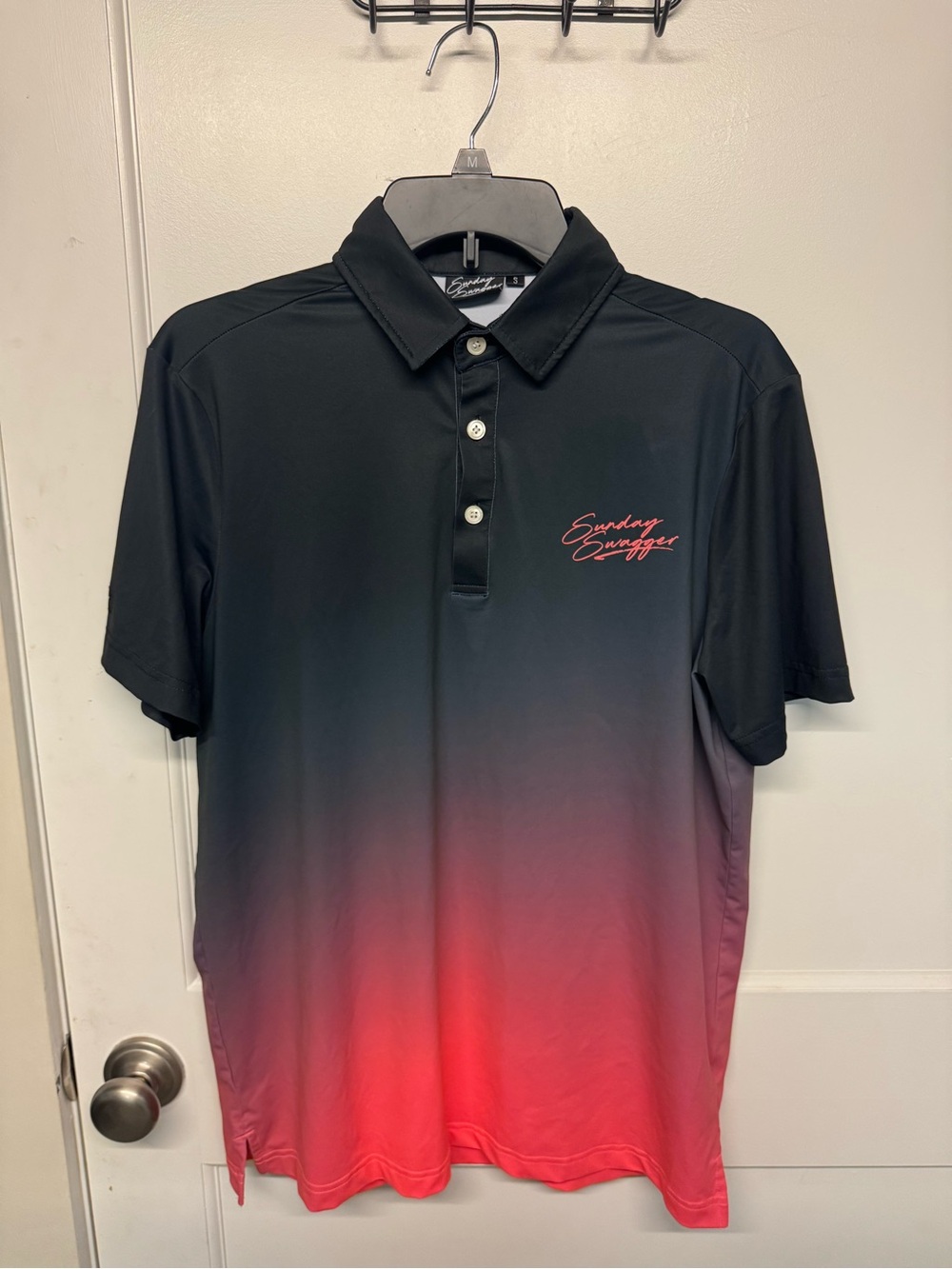 Sunday Swagger Men's Black to Coral Ombre Polo Shirt